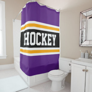 Cortina De Ducha HOCKEY Athletic Bold Purple Black Yellow Stripes