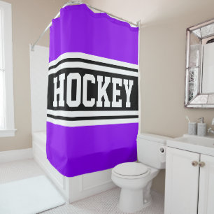 Cortina De Ducha HOCKEY Atlético Morado Brillante Rayas Negras de C