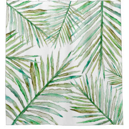 Cortina De Ducha Hoja de palma tropical de la acuarela