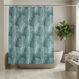 Cortina De Ducha Hoja Tropical Aquarela Verde Turquesa