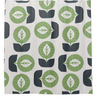 Cortina De Ducha Hojas abstractas retro: estilo vintage sin foco