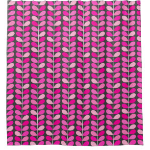 Cortina De Ducha Hojas danesas de mediados del siglo, rosa y gris d