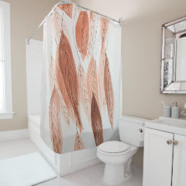 Cortina De Ducha Hojas de acuarela Marrón Terracota Beige Rubor