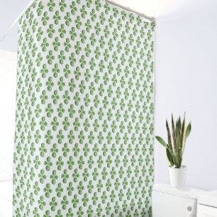 Cortina De Ducha Hojas de árbol de jade verde sobre blanco