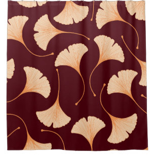 Cortina De Ducha Hojas de Ginkgo biloba, patrón floral sin fisuras.