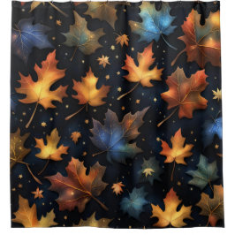 Cortina De Ducha Hojas de otoño en un patrón de cielo stary
