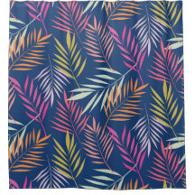 Hojas de Palma Tropicales Coral Rosa Azul