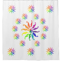 Cortina de ducha - Hojas de rueda de color en círc