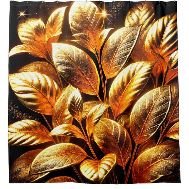 Cortina De Ducha Hojas doradas (Anverso)