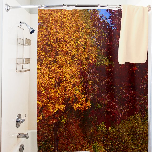 Cortina De Ducha Hojas otoñales del Naranja amarillo marrón verde (Autumn Leaves of Yellow Orange Brown Green Shower Curtain)