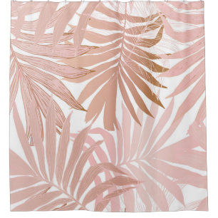 Cortina De Ducha Hojas tropicales: patrón gradiente brillante.