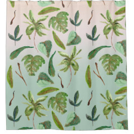 Cortina De Ducha Hojas Verdes Tropical Gold