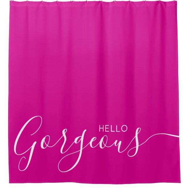 Cortina De Ducha Hola Gorgoous Hot Pink White Modern (Anverso)