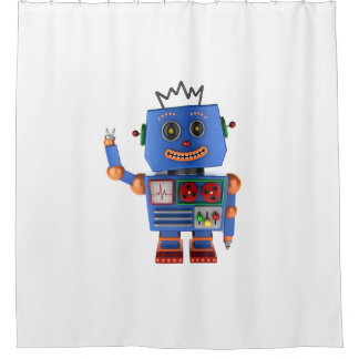 Cortina De Ducha Hola que agita del robot azul del juguete