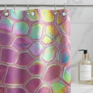 Cortina De Ducha Holographic pink y2k aesthetic metallic cyber chic