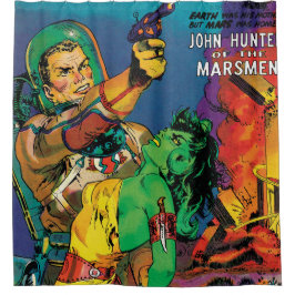 Cortina De Ducha Hombre Colorido de Marte Portada de Cómic Vintage 