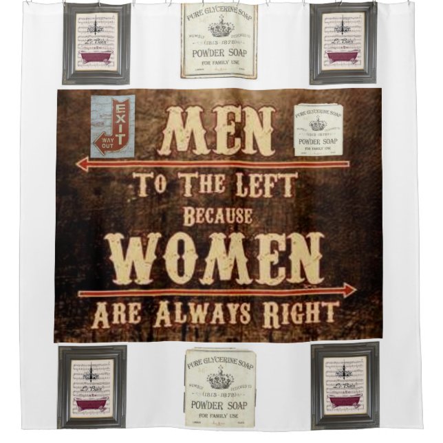 Cortina De Ducha hombres mujeres salir del cuarto de polvo ducha co (Anverso)