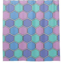 Cortina De Ducha Honeycomb Pattern Pastels