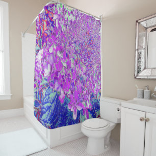 Cortina De Ducha Hortensia Limelight Morada y Azul Elegante