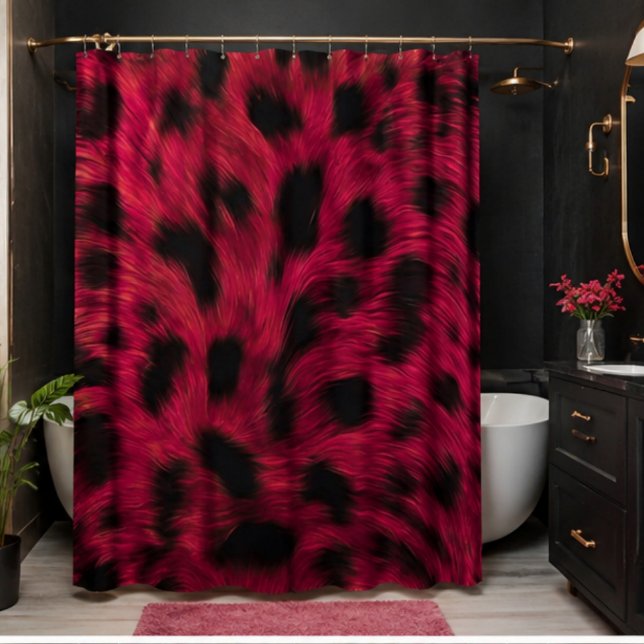 Cortina De Ducha Hot Pink Leopard Print Faux  (Subido por el creador)