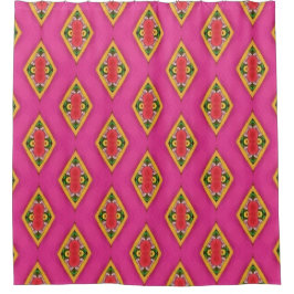 Cortina De Ducha Hot Pink Retro Diamond Shower Curtain