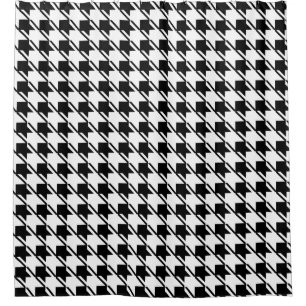 Cortina De Ducha Houndstooth blanco negro