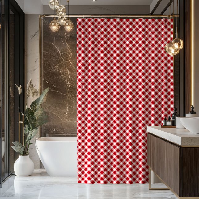 Cortina De Ducha Housewarming Gift Red Black Tartan Shower Style (Housewarming Gift Red Black Tartan Shower Style)
