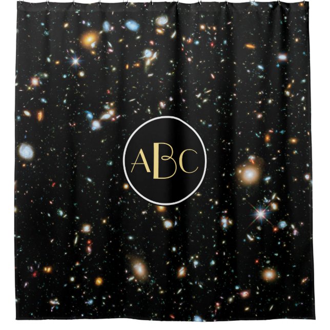 Cortina De Ducha Hubble Ultra Deep Field con Monograma Personalizad (Anverso)