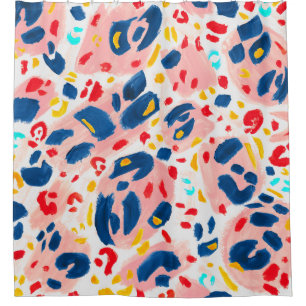 Cortina De Ducha Huella de leopardo: acuarela pintada a mano.