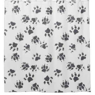 Cortina De Ducha Huellas de trazo: Perro Monocromo sin soldadura.