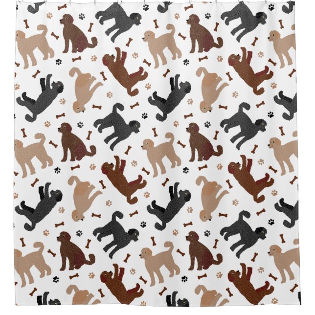 Cortina De Ducha Huesos y patas de labradoodle (Anverso)