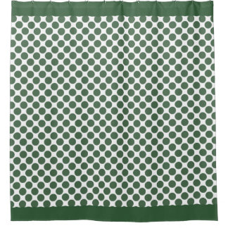 Cortina De Ducha Hunter Green Polka Dots
