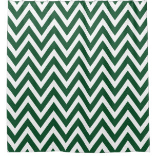 Cortina De Ducha Hunter Green y White Chevron