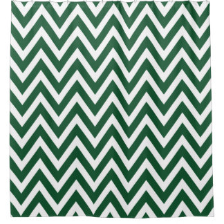 Cortina De Ducha Hunter Green y White Chevron