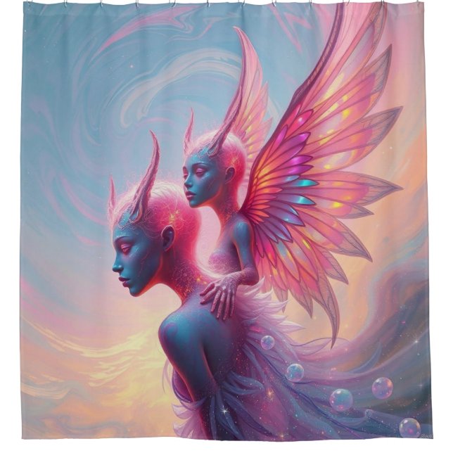 Cortina De Ducha Hüterinnen des Himmels – Elara & Vireya (Anverso)