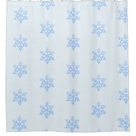 Cortina De Ducha Icy Blue Snowflake Pattern Winter Design