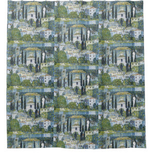 Cortina De Ducha Iglesia Vintage Klimt en paisaje de Cassone Arte