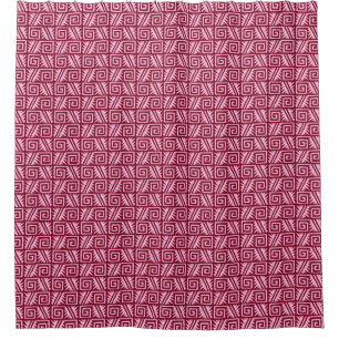 Cortina De Ducha Ikat Aztec Tribal - Borgoña y Rosa