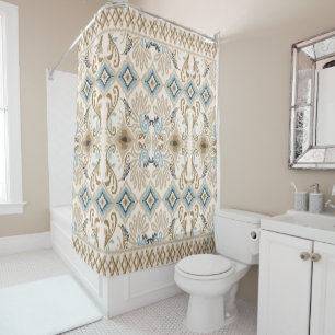Cortina De Ducha Ikat Chevron Paisley