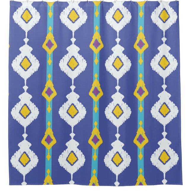 Cortina De Ducha Ikat, un patrón étnico impecable. (Anverso)