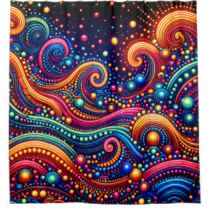 Cortina De Ducha "Iluminación de ondas retro"