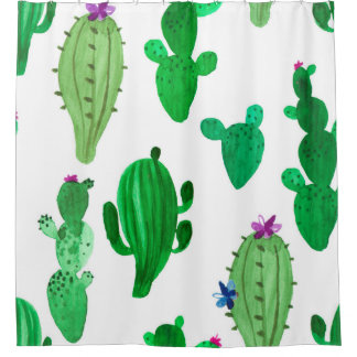 Cortina De Ducha Ilustracion acuarela de cactus del desierto de tin