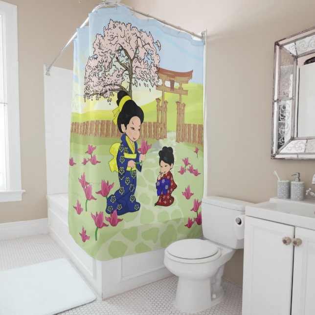 Cortina De Ducha Ilustracion al estilo japonés (In situ)