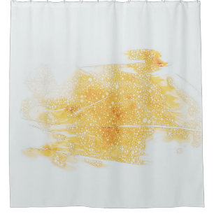 Cortina De Ducha Ilustracion amarillo y blanco