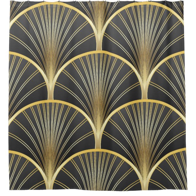 Cortina De Ducha Ilustracion Art Deco de textura geométrica (Anverso)