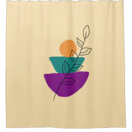 Cortina De Ducha Ilustración boho de hojas