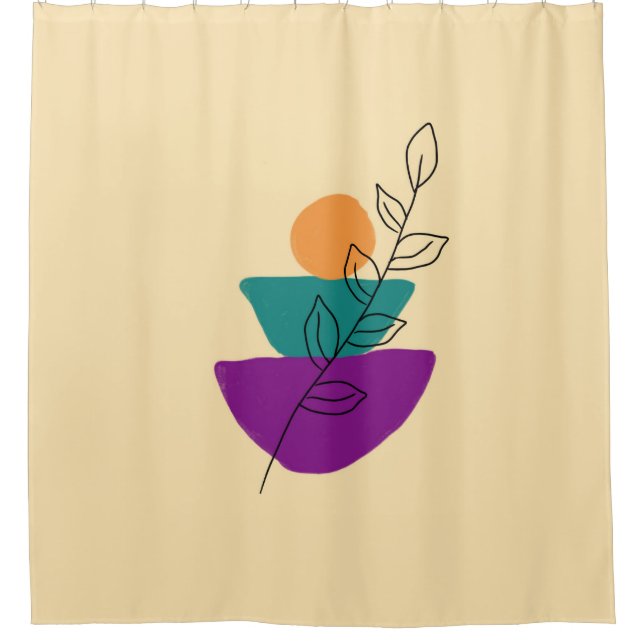 Cortina De Ducha Ilustración boho de hojas (Anverso)
