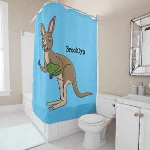 Cortina De Ducha Ilustracion de canguro australiano bastante feliz