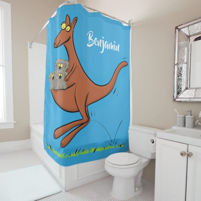 Cortina De Ducha Ilustracion de canguro y personalizado de koalas (In situ)