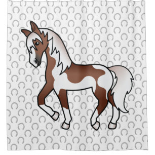 Cortina De Ducha Ilustración de dibujos animados de caballo trotón